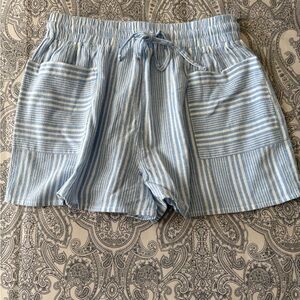 Forever 21 Light Blue Striped Women's Shorts with front pockets